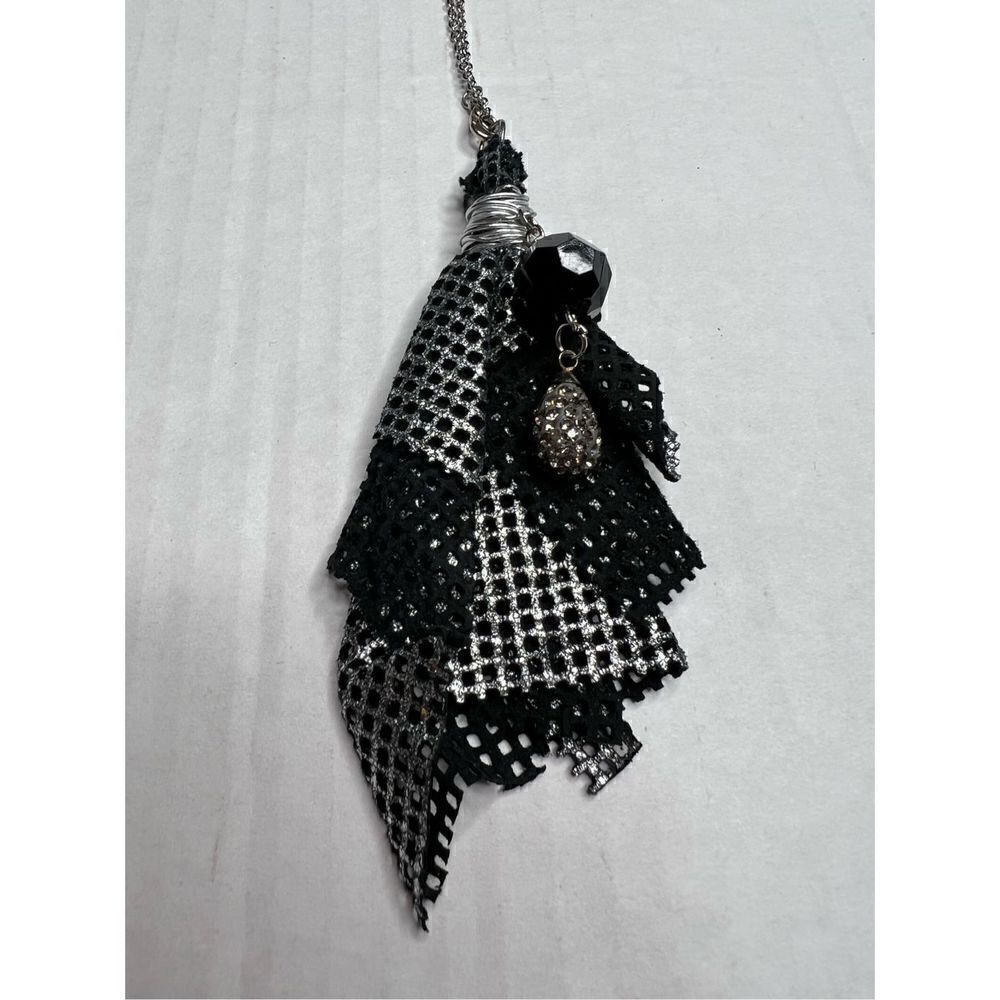 Handmade genuine leather necklace with upcycled beads
